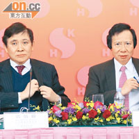 新地籌措27億人幣銀團貸款。圖為聯席主席郭炳江（右）及郭炳聯。（資料圖片）