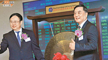 中國機械董事長楊萬勝（右）表示，環球基礎設施市場潛力龐大。左為總裁徐建。（蔡綺琳攝）