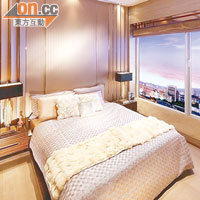 睡房設計簡潔，景觀開揚。