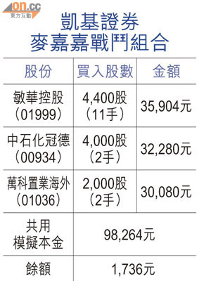 凱基證券麥嘉嘉戰鬥組合