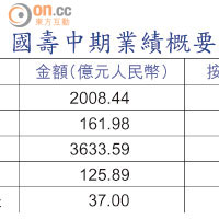 國壽中期業績概要