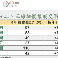 部分二、三線細價樓成交激增