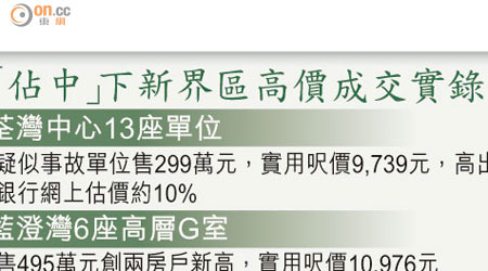 「佔中」下新界區高價成交實錄