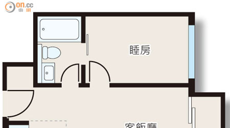 市場流傳<br>東環一房平面圖面積約380方呎