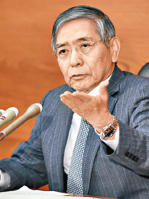 日本央行行長黑田東彥指，相信中國不會出現「硬着陸」。