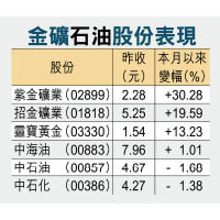 金礦石油股份表現