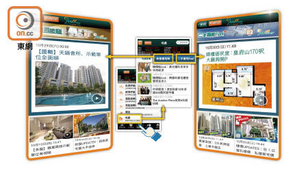 「東網Money18」App用家可點擊「地產」，進入兩大地產專區。