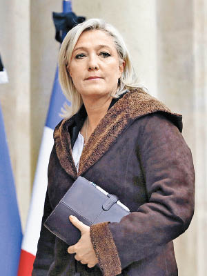 法國國民陣線的瑪琳勒龐矢言重奪「貨幣主權」。