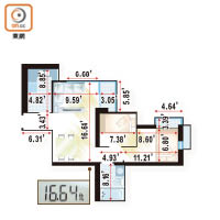 泓景臺兩房單位平面圖