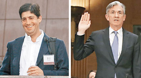 聯儲局前理事沃爾什（左）及現任理事鮑威爾（右）均為下任主席熱門人選。