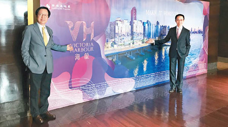新地雷霆（左）稱，海璇明年農曆新年前推售不多於100伙。右為陳漢麟。
