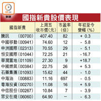 國指新貴股價表現