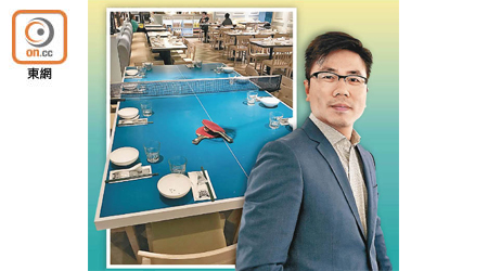 唐宮中國的餐廳設置乒乓波枱吸客呃Like，果然識做生意！右為黃忠揚。