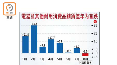 電器及其他耐用消費品銷貨值年內首跌