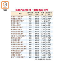 新界西20指標上車盤本月成交