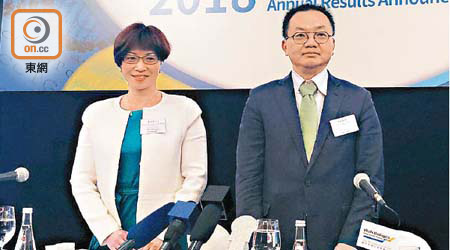 藥明生物首席執行官陳智勝（右）指，未有任何回A計劃。左為首席財務官盧韶華。