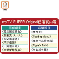 myTV SUPER Original已落實內容