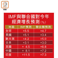 IMF與聯合國對今年經濟增長預測