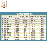 11新股孖展認購情況