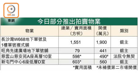 今日部分推出拍賣物業