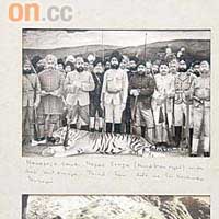 主樓牆上掛上不少王族官員獵殺老虎後的照片。