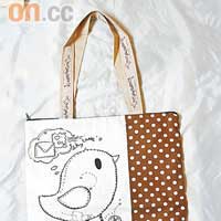 小雞圖案花布Tote Bag。 $280