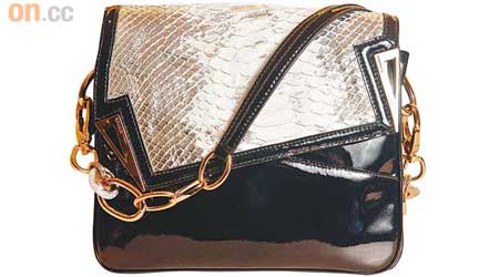 Keira黑色漆皮蛇皮手袋 $5,600