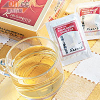 高麗人蔘顆粒茶 $50/50包 $80/100g（b）<BR>韓國盛產高麗人蔘，這款茶正以該蔘精煉而成，不妨於茶中加點蜜糖，更能享受箇中的甘甜香味。