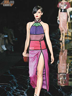 巴黎<br>Louis Vuitton像旗袍一樣的粗條子服。