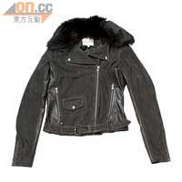 黑色毛毛領麖皮 Biker Jacket $4,299