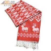 JEANASIS紅×白色鹿仔圖案頸巾 $269（a）