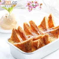 Not just a bread & butter pudding $50<BR>三角位突出的麵包布甸表面十分脆口，加上海鹽焦糖雪糕，鹹甜之間帶來味覺新衝擊。