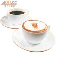 未飲已聞到咖啡香。（前）Cafe Mocha W6,000（約HK$43），（後） Hand Drip 肯尼亞AA W5,000（約HK$36）。