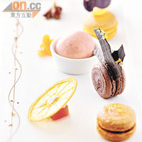 四色Macaroon  $120<BR>甜品師傅Kim的拿手甜品，有血橙、香橙Earl Grey、番紅花熱情果和焦糖藍莓醬四種味道，分別代表不同季節，讓味蕾猶如經歷四季。