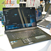 Acer 展出的Aspire 8951G新機走Desktop Replacement路線，Core i7處理器配Full HD屏幕，效能不俗。