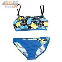 arena藍×黃色夏威夷花圖案兩件頭泳衣 未定價（a）