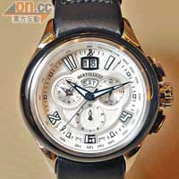 「FORZA II」不銹鋼黑色PVD錶殼腕錶，襯以黑色小牛皮和白色橡膠錶帶。$21,000