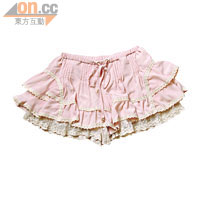 LIZ LISA粉紅絲質喱士邊裙褲 $620（c）