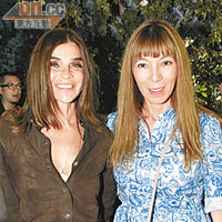 前法國《Vogue》主編Carine Roitfeld（左）與設計師Victoire de Castellane合照。