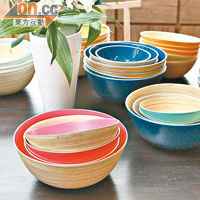Lacquerware Bowls 每件$250起 （b） <br>輕巧、實用、環保，全以竹製造，外層更塗上繽紛色彩，襯晒夏天。