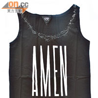 黑×白色「AMEN」英文字樣背心 $299（b）