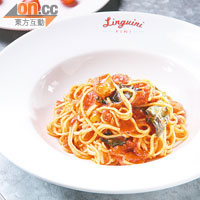 Classic Linguini Fini Pomodori $88（c）<br>麵條充滿蛋香，茄醬以本地有機車厘茄炮製，酸甜有致，茄香鮮活，簡單吃出番茄滋味。
