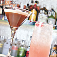 Vanilla Espresso Martini（左）、Pink Fizz（右）各$85/杯