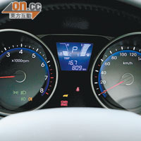 錶板中央顯示屏，用處當然是顯示波檔等輔助行車資訊。