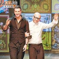 Stefano Gabbana（左）與Domenico Dolce以七彩絲巾圖案打造新系列。