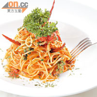 Spaghetti with Thai Anchovy  $108<br>這是主腦人到訪意大利時吃過的Anchovy意粉，加入泰國香料炮製，成為獨有的鹹鮮辣味道，阿齋最讚！