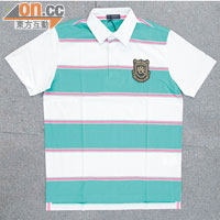 綠×粉紅×白色間條 Polo Shirt $2,200