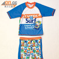 Cankids深藍色圖案短袖泳衣套裝$950（b）