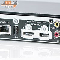 內置2組HDMI輸出及LAN等插口。