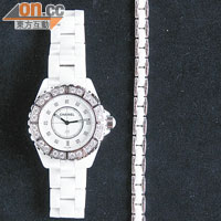 J12 38mm陶瓷鑽石錶圈時標腕錶$176,900 <BR>Ultra 18K白金陶瓷鑽石手鏈$116,300 